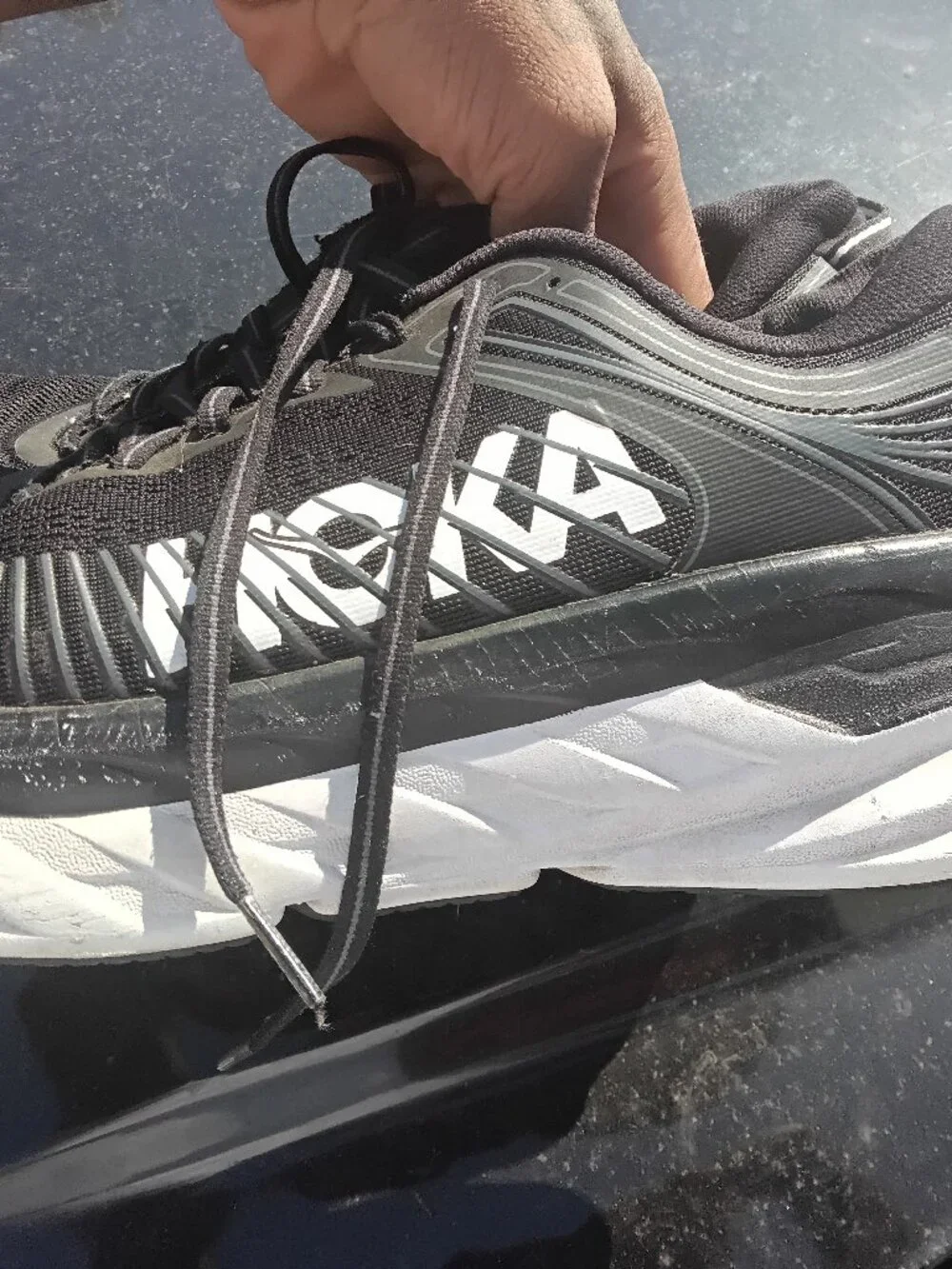 Hoka One One Bondi 7 Athletic Running Shoe Women's Size 11D Black White